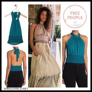 FREE PEOPLE BOHO TANK TOP SLEEVELESS HALTER A3C